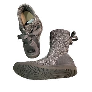 UGG knit lace up bow boots